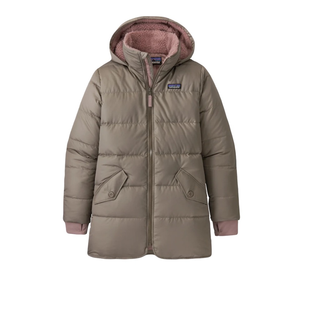 Patagonia down parka lavender gray girls 12 yrs‎ old
